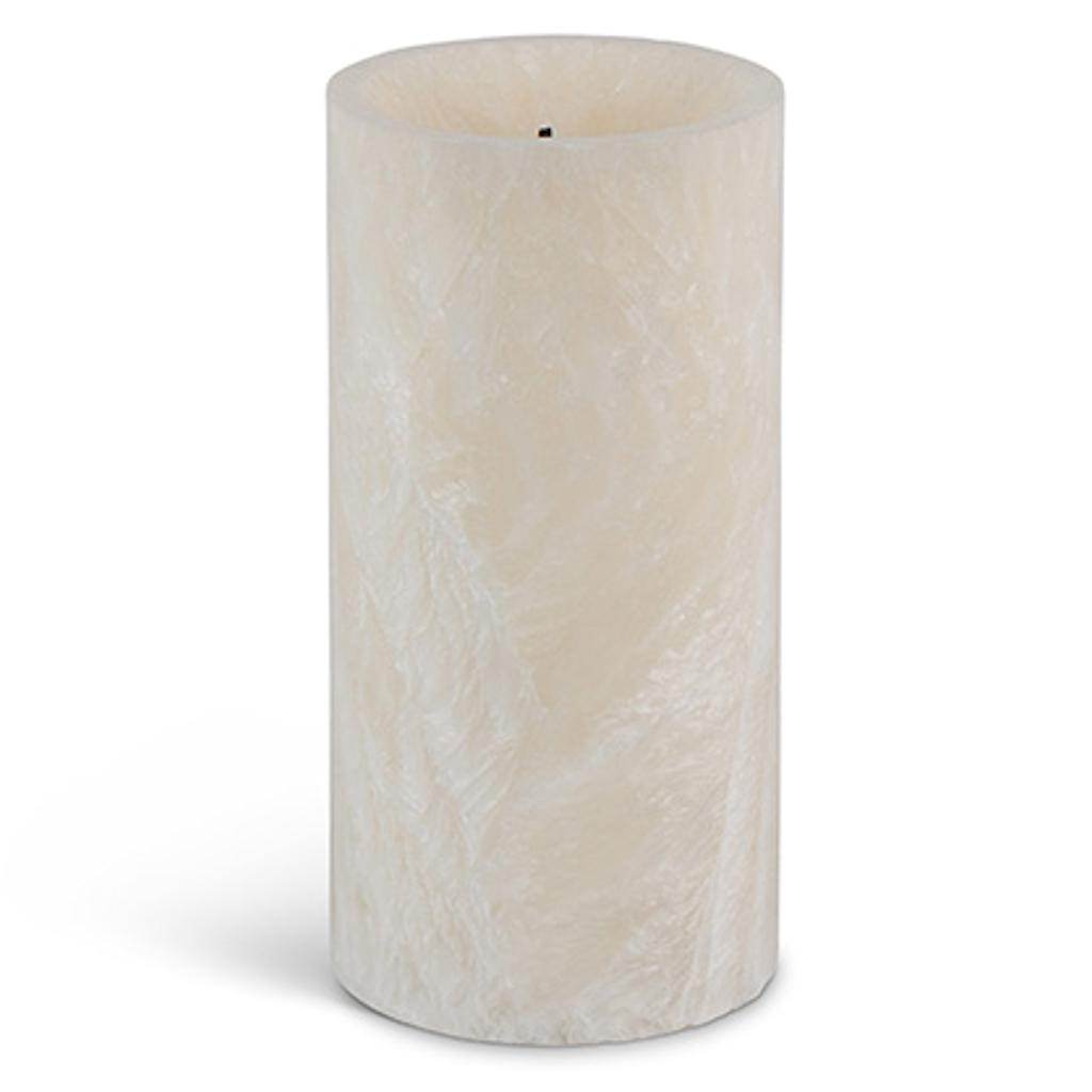 6" Bisque Ice Effect Straight Edge Battery Operated LED Wax Candle with Timer 1