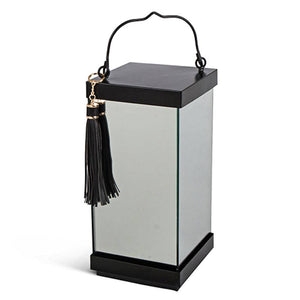 12.4" Metal Mirrored Battery Operated LED Lantern with Timer 1