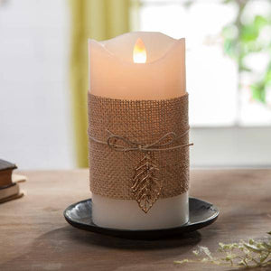 6" Bisque Wavy Edge Battery Operated LED Wax Candle Light with Timer 2