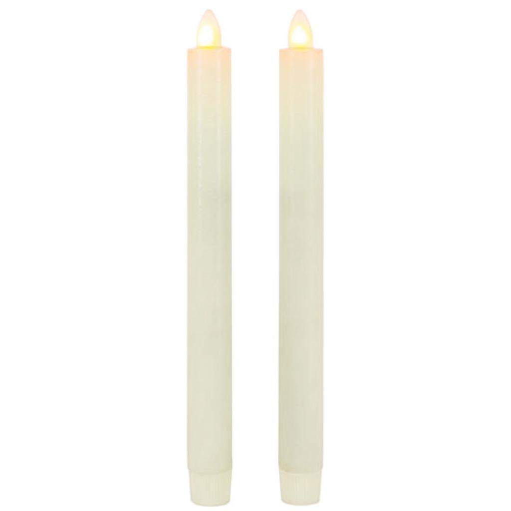 9.85" Bisque Aurora Flame Battery Operated Taper Candle Light (2 pack) 1