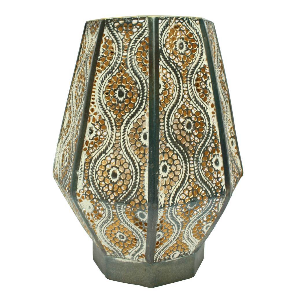 9" Antique Finish Gold LED Light String Lantern 1