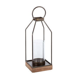 13.4" Metal Lantern with Glass Tube 1