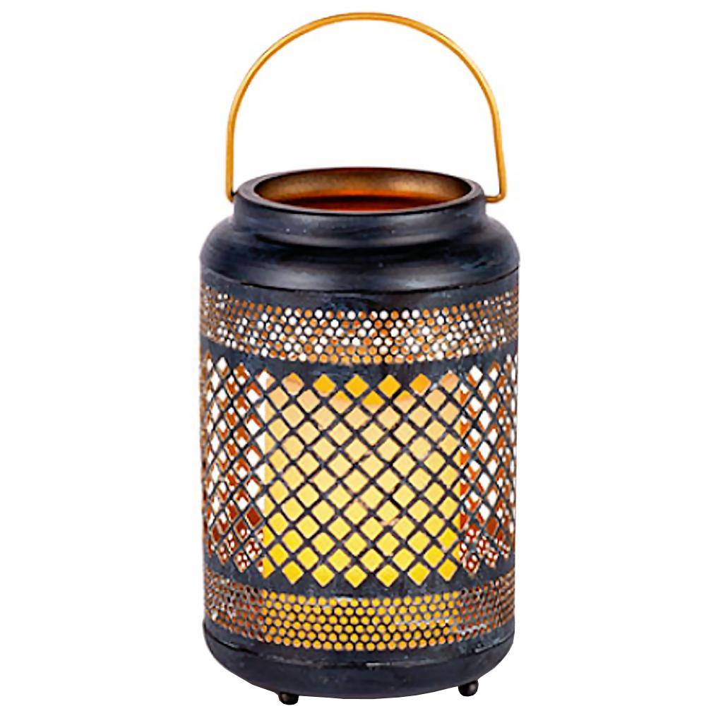 8" Metal Lantern Battery Operated Candle Light with Timer 1