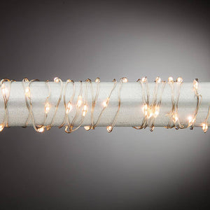 20' 60 Light Silver Wire Warm White Battery Operated Indoor LED Micro Miniature String with Timer 1
