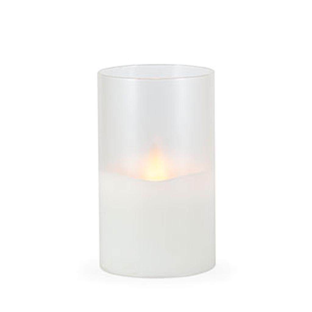 3.5" x 6" Frosted Glass Outdoor Battery Operated Illumaflame LED Wax Candle Light with Timer 1