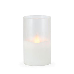 3.5" x 6" Frosted Glass Outdoor Battery Operated Illumaflame LED Wax Candle Light with Timer 1