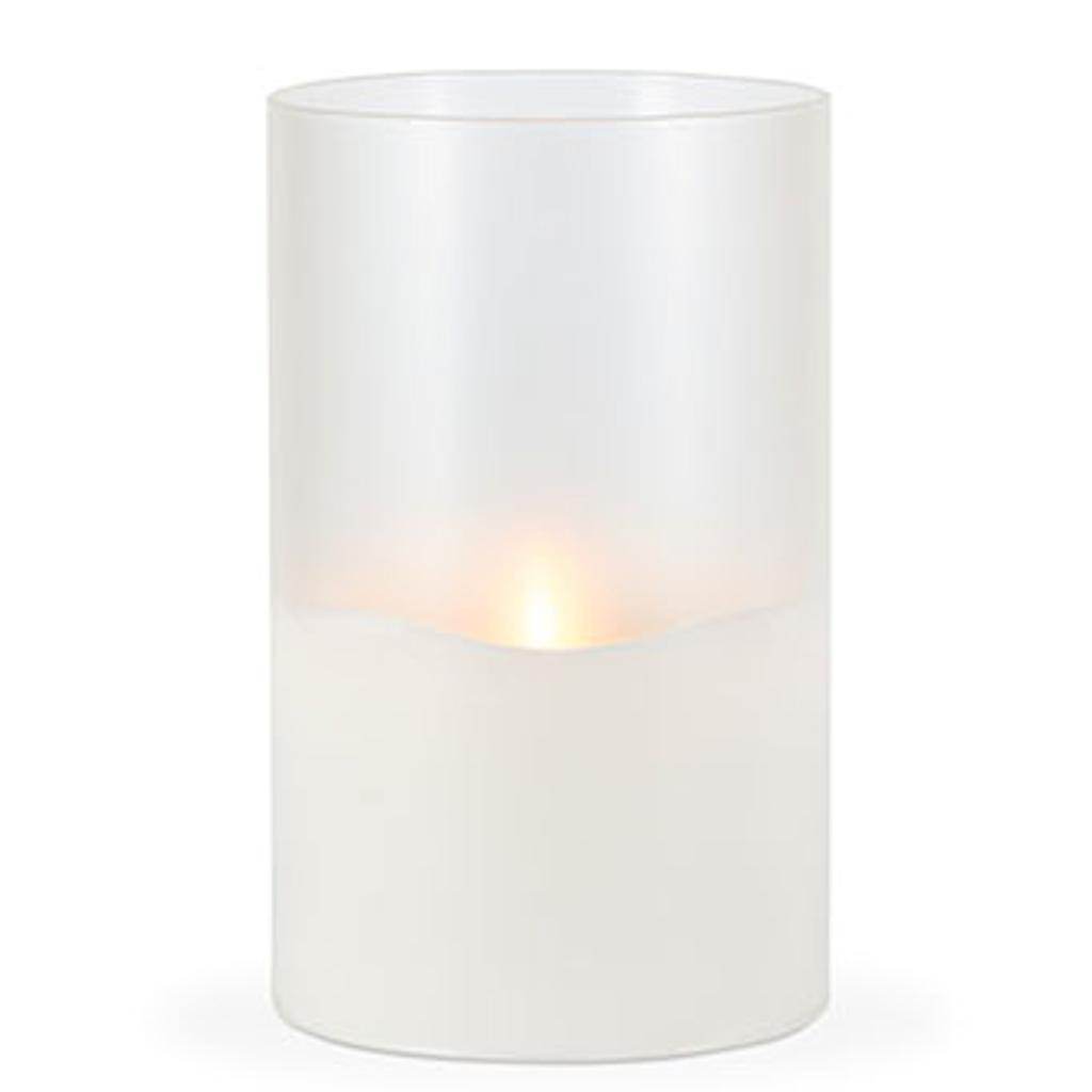 5" x 8" Frosted Glass Outdoor Battery Operated Illumaflame LED Wax Candle Light with Timer 1
