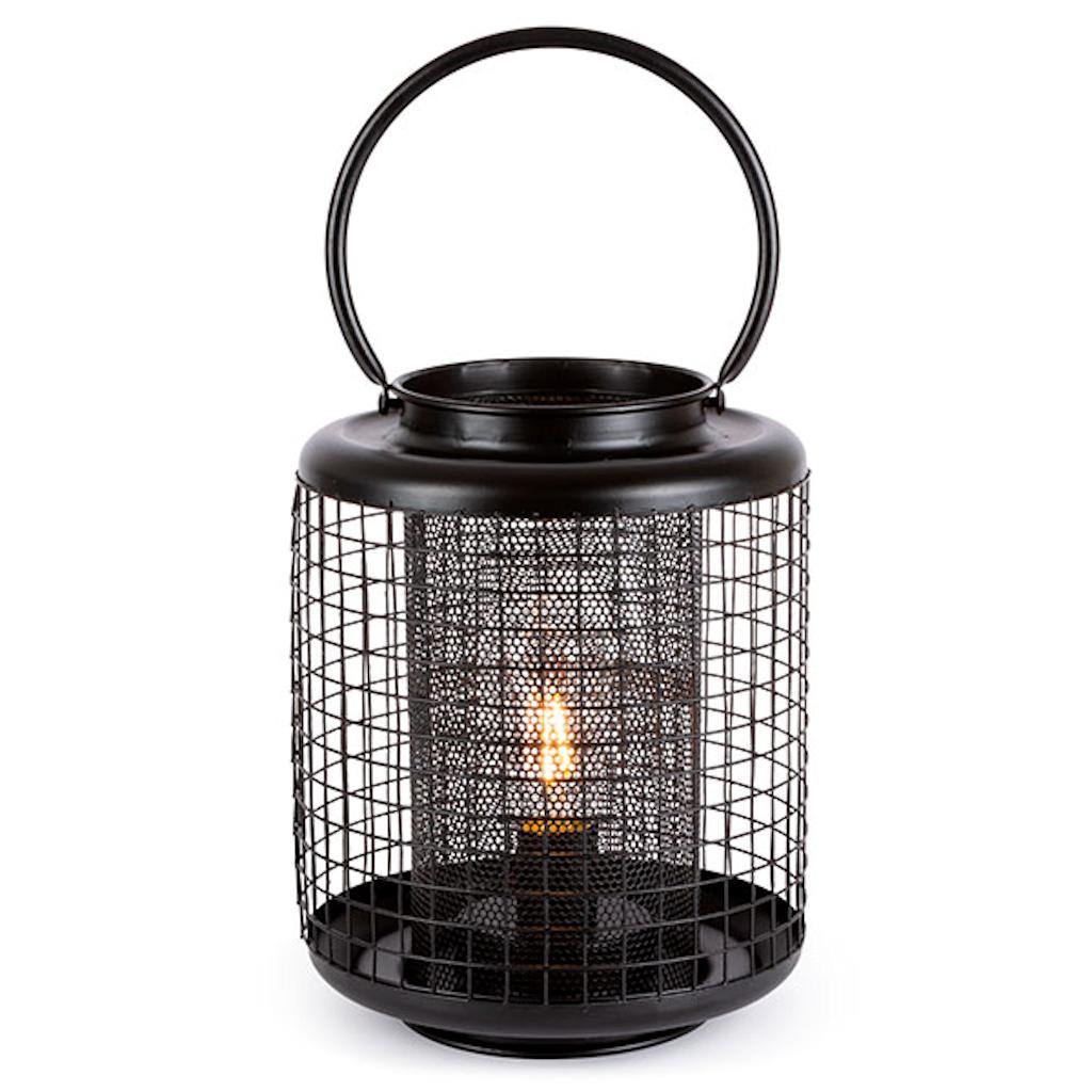 8.9" Black Metal Battery Operated LED Lantern with Timer 1