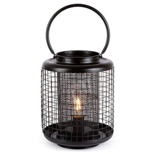 8.9" Black Metal Battery Operated LED Lantern with Timer 1