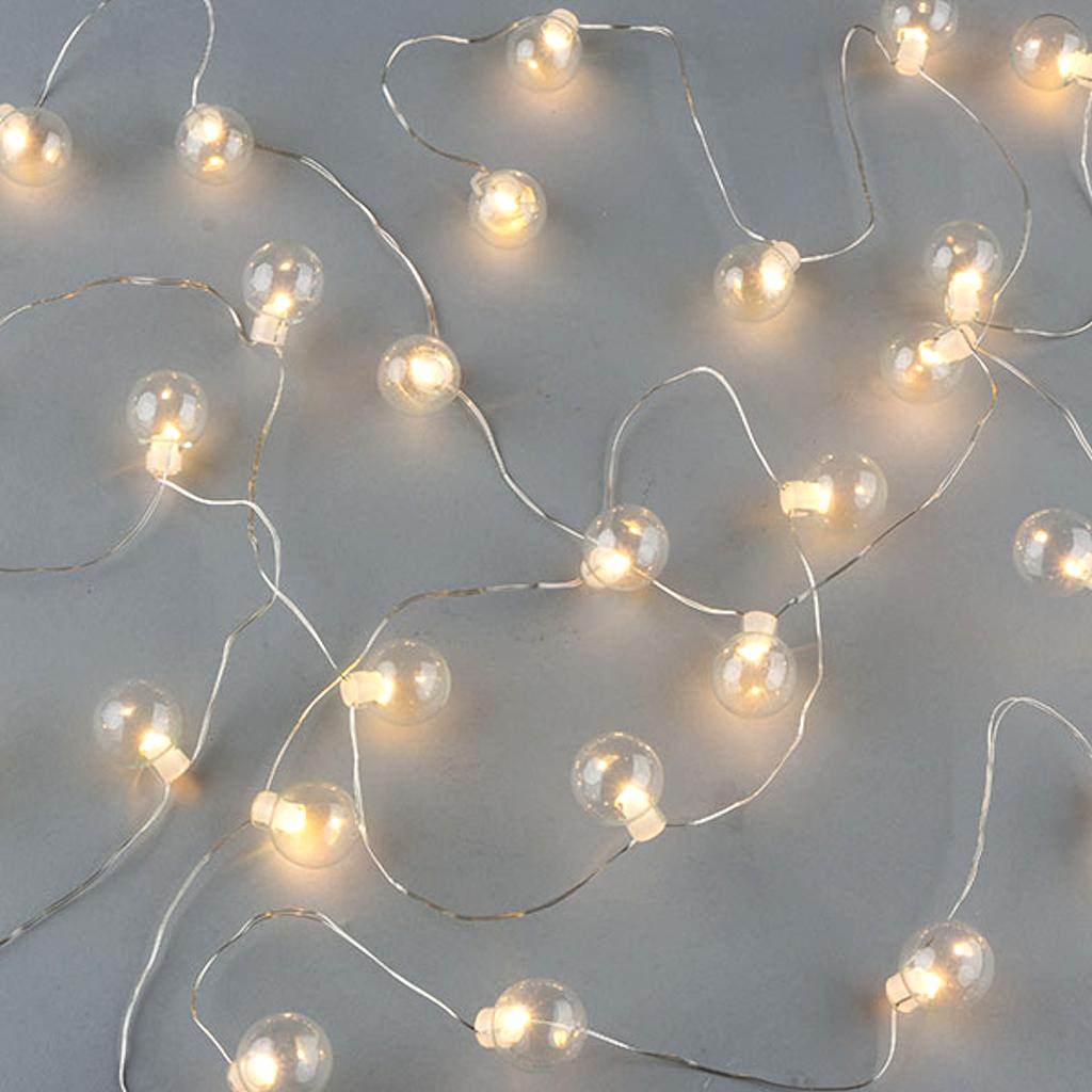 30 Light Silver Wire Warm White Battery Operated Indoor LED Micro Miniature String with Timer 1