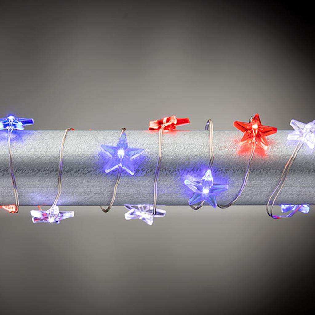 20 Light 40" Silver Wire Warm White Clear Stars Battery Operated LED Micro String with 2" Spacing 1