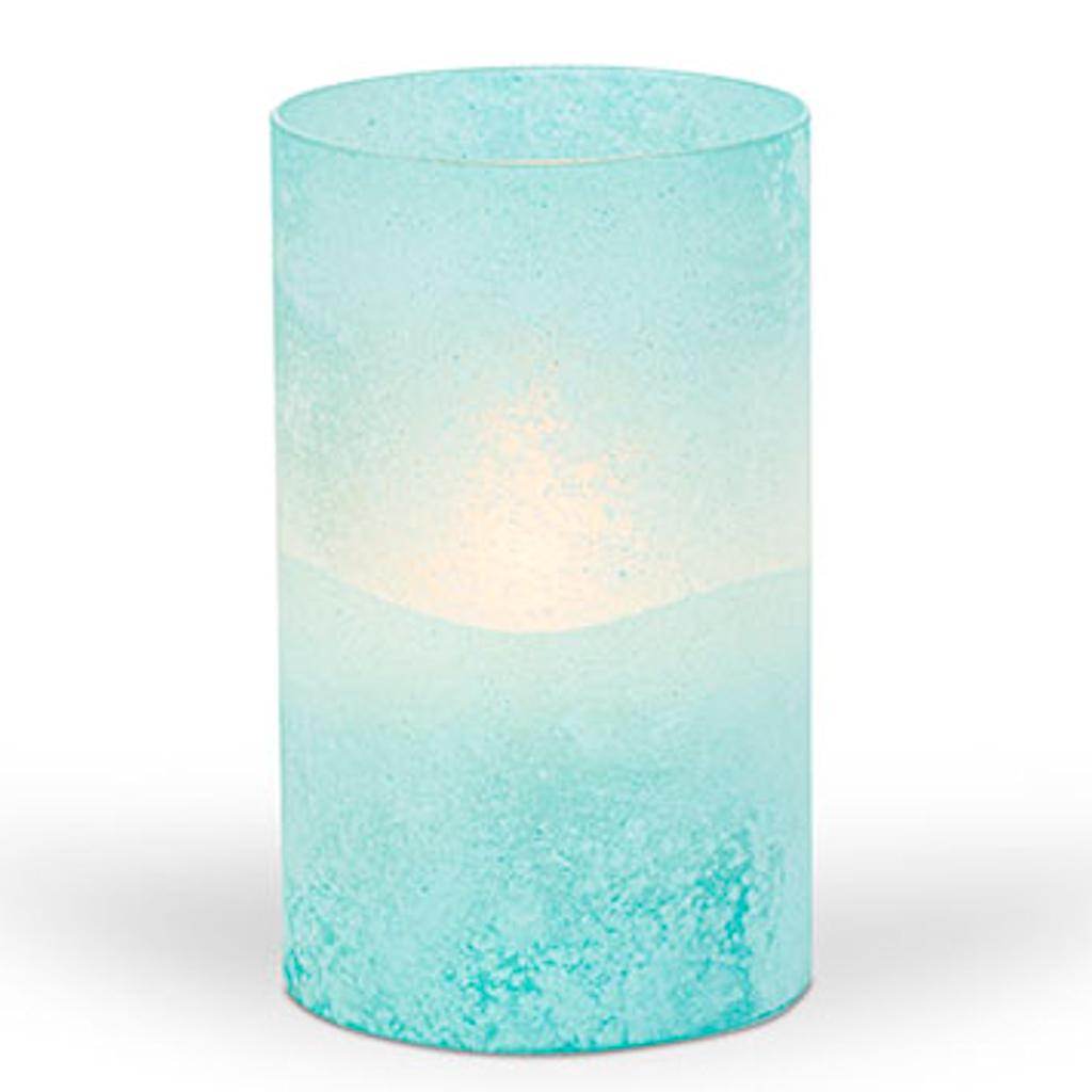 3.5" x 6" Blue Frosted LED Wax Candle Light with Timer 1