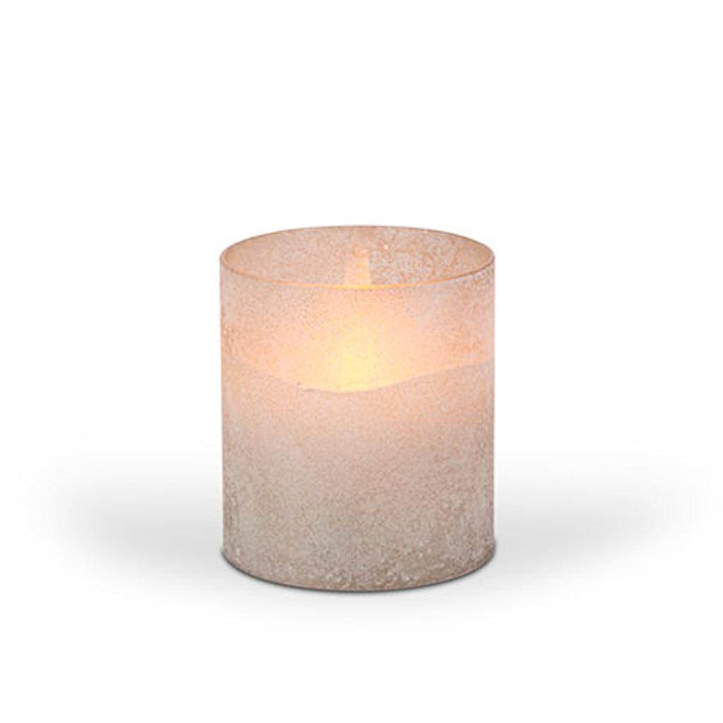 3.5" x 4" Gray Frosted Glass Outdoor Battery Operated Illumaflame LED Wax Candle Light with Timer 1