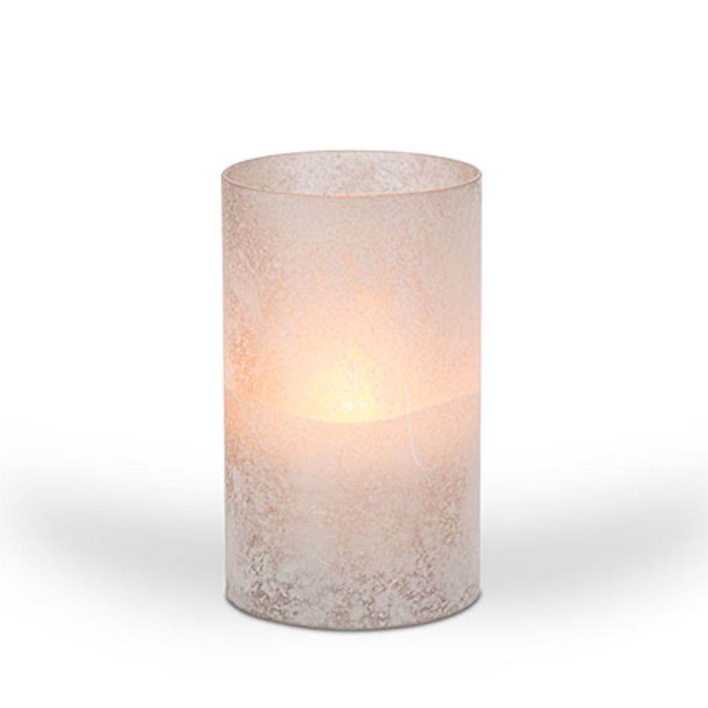3.5" x 6" GrayFrosted Glass Outdoor Battery Operated Illumaflame LED Wax Candle Light with Timer 1