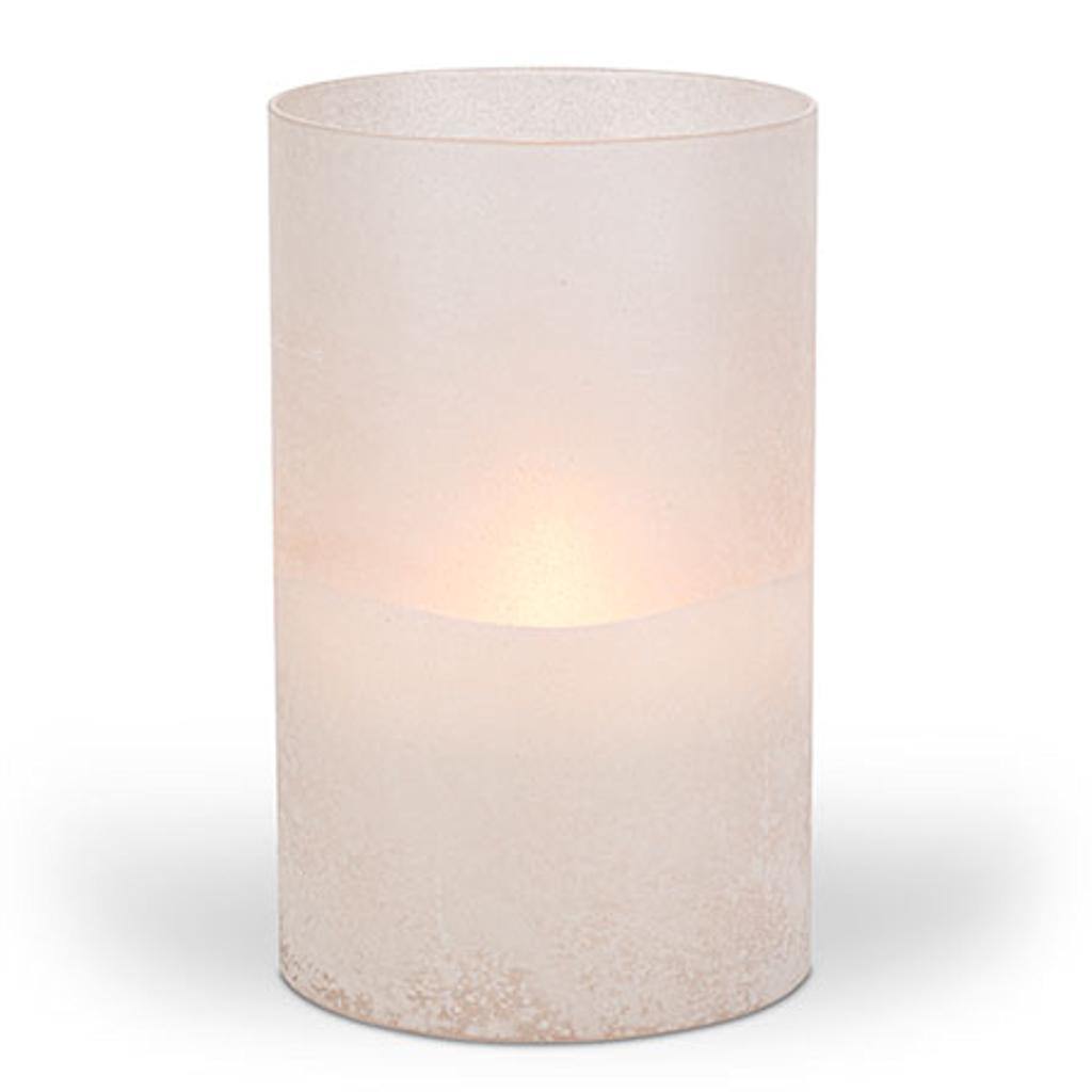 5" x 8" GrayFrosted Glass Outdoor Battery Operated Illumaflame LED Wax Candle Light with Timer 1