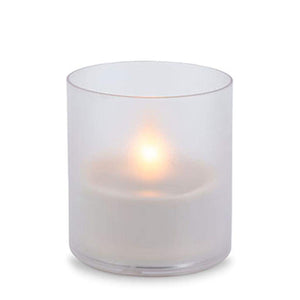 4.5" 4.3" Frosted Glass Outdoor Battery Operated Illumaflame LED Wax Candle Light with Timer 1