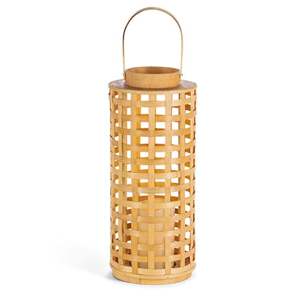 18.7" Bamboo Battery Operated LED Candle with Timer 1