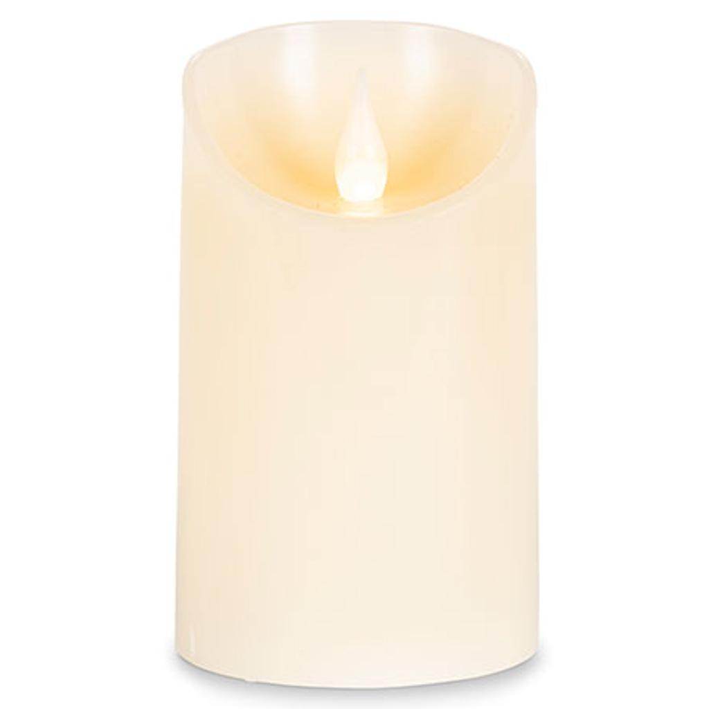 3" x 5" Bisque Wavy Edge Battery Operated LED Wax Candle Light with Timer 1