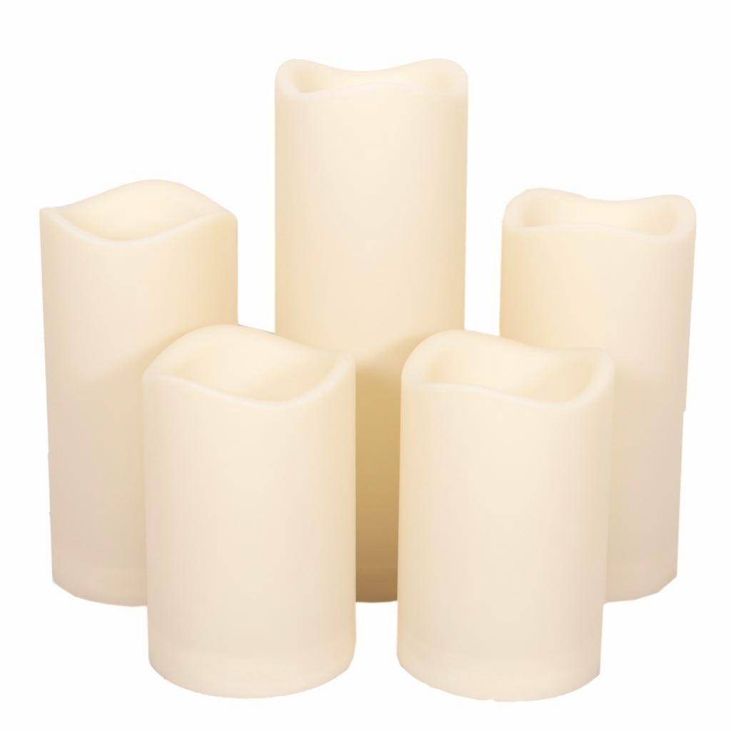 4.5"/6"/8" Bisque Remote Control Wavy Edge Battery Operated LED Wax Candle Light (5 pack) 1