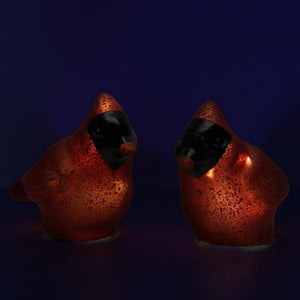 7.1" Red Battery Operated Lighted Cardinals (Set of 2) 2