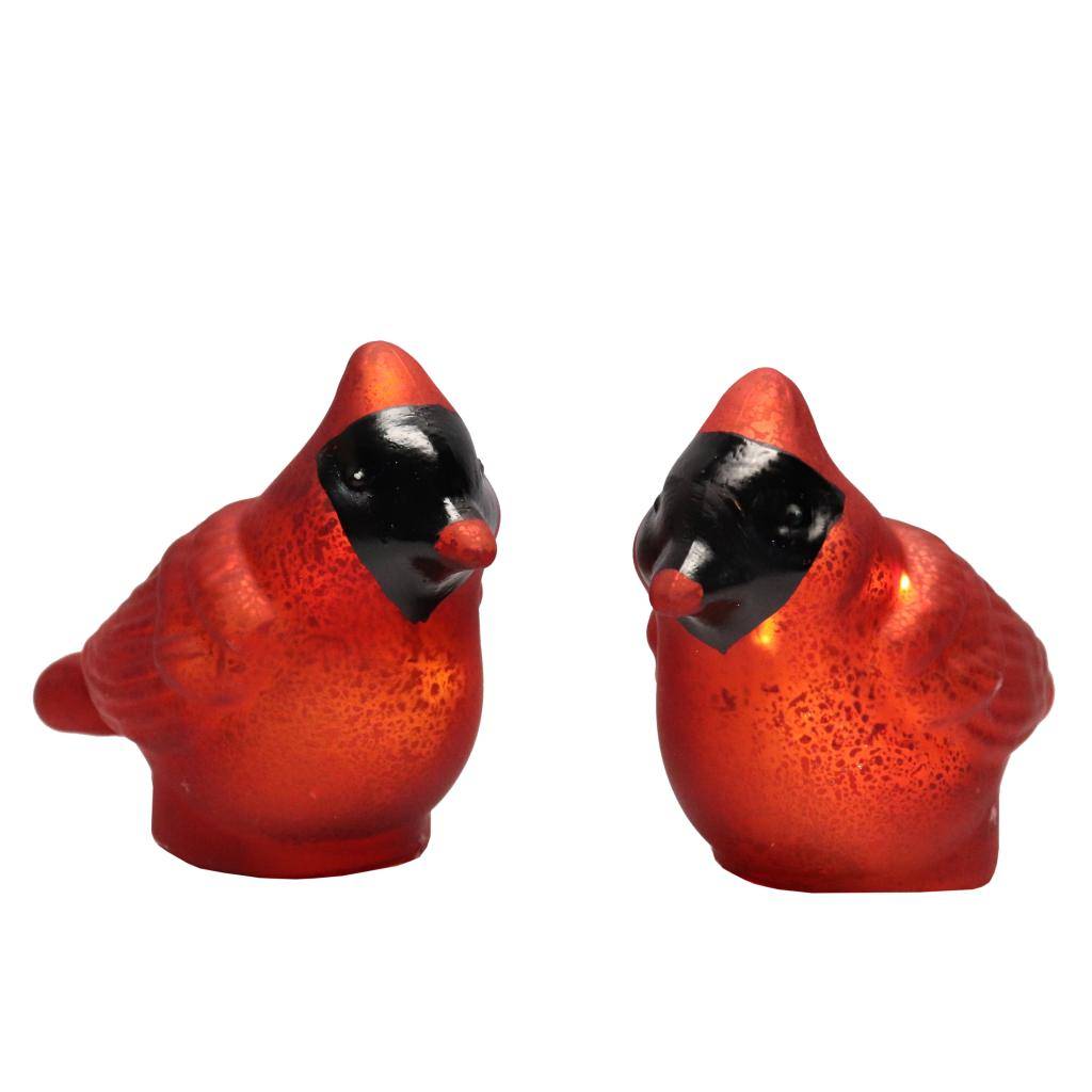 7.1" Red Battery Operated Lighted Cardinals (Set of 2) 1