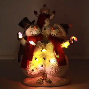 9.8" Snowman Family Resin Holiday Battery Operated Lighted Figure 2