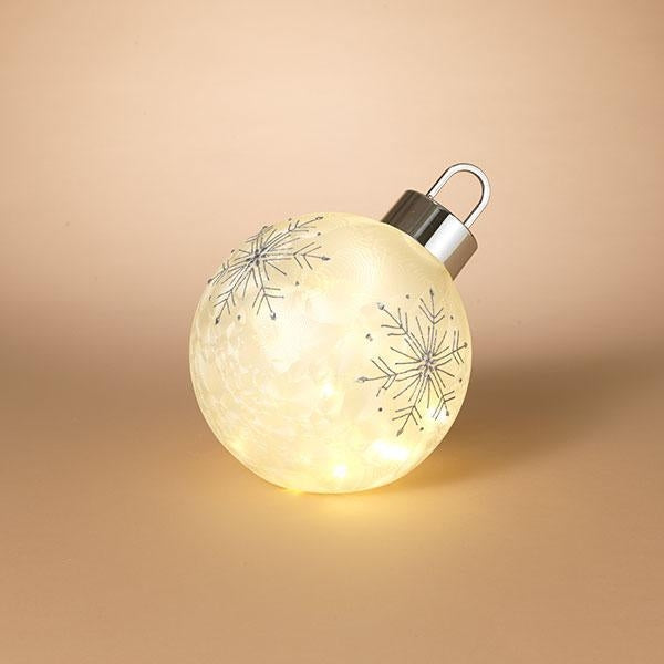 11.8" Battery Operated Snowflake Design Glass Holiday Lighted Ornament 1