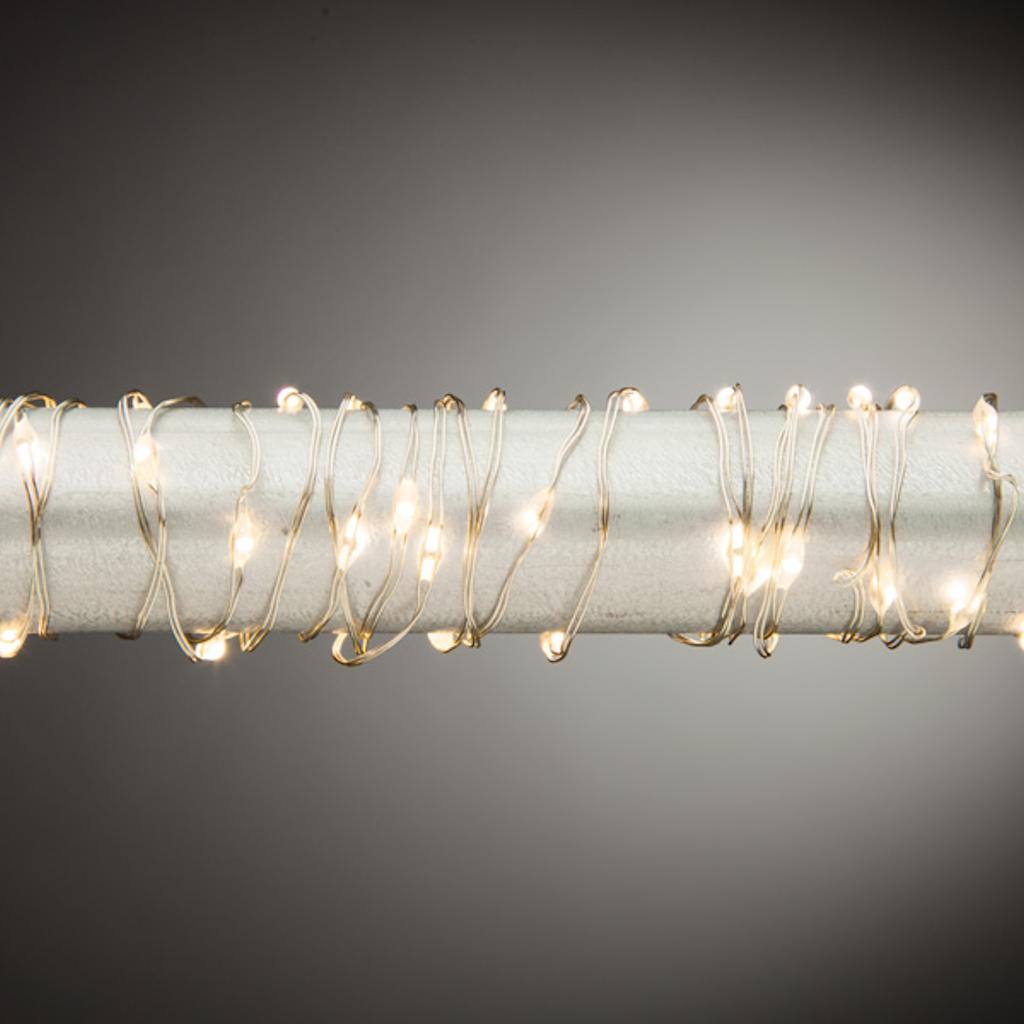 60 Light 10' Silver Wire Multi-Function Warm White Battery Operated LED Micro Miniature String with Timer 1