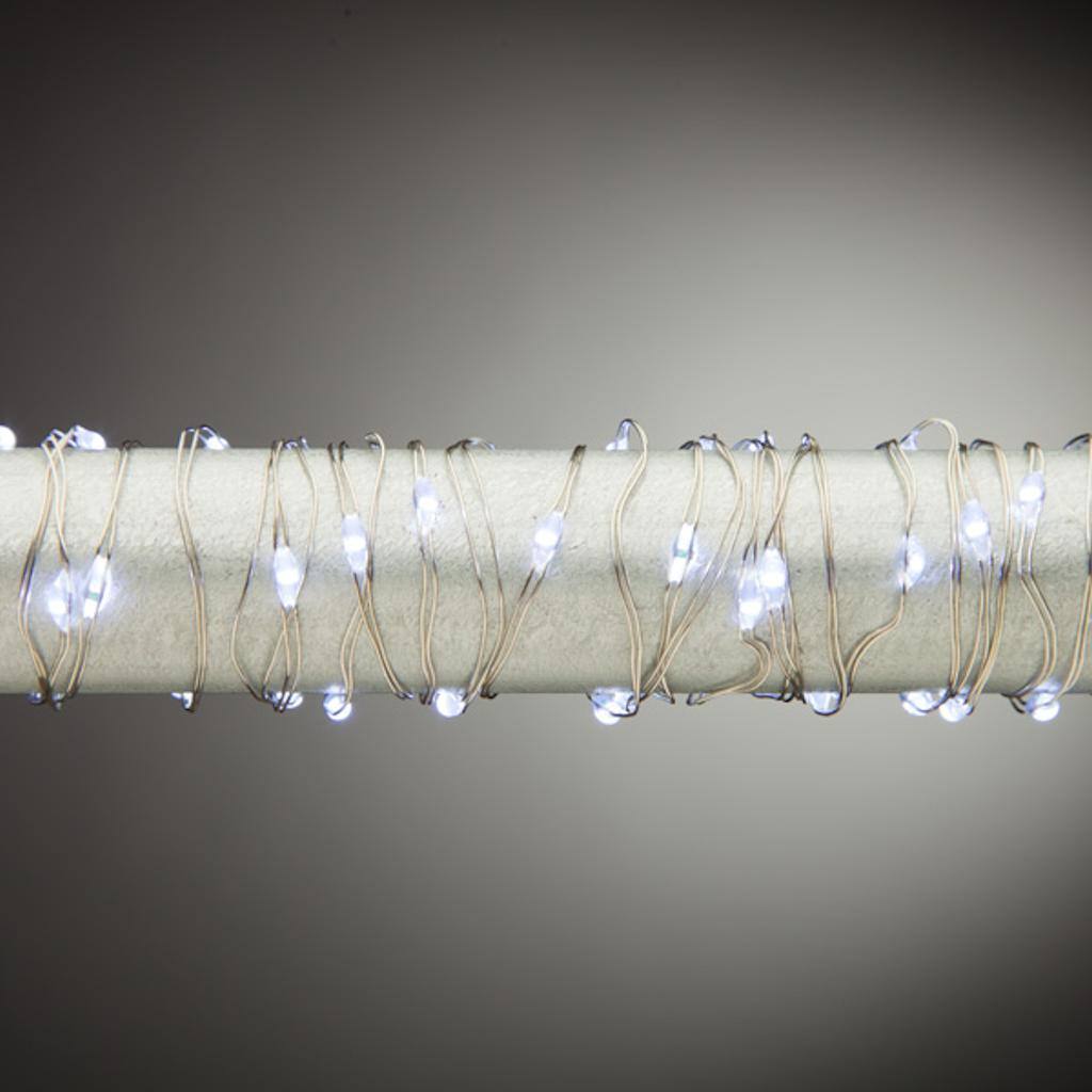 60 Light 10' Silver Wire Multi-Function Cool White Battery Operated Outdoor LED Micro Miniature String with Timer 1