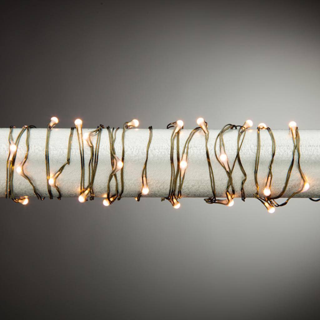 60 Light 10' Green Wire Multi-Function Warm White Battery Operated Outdoor LED Micro Miniature String with Timer 1