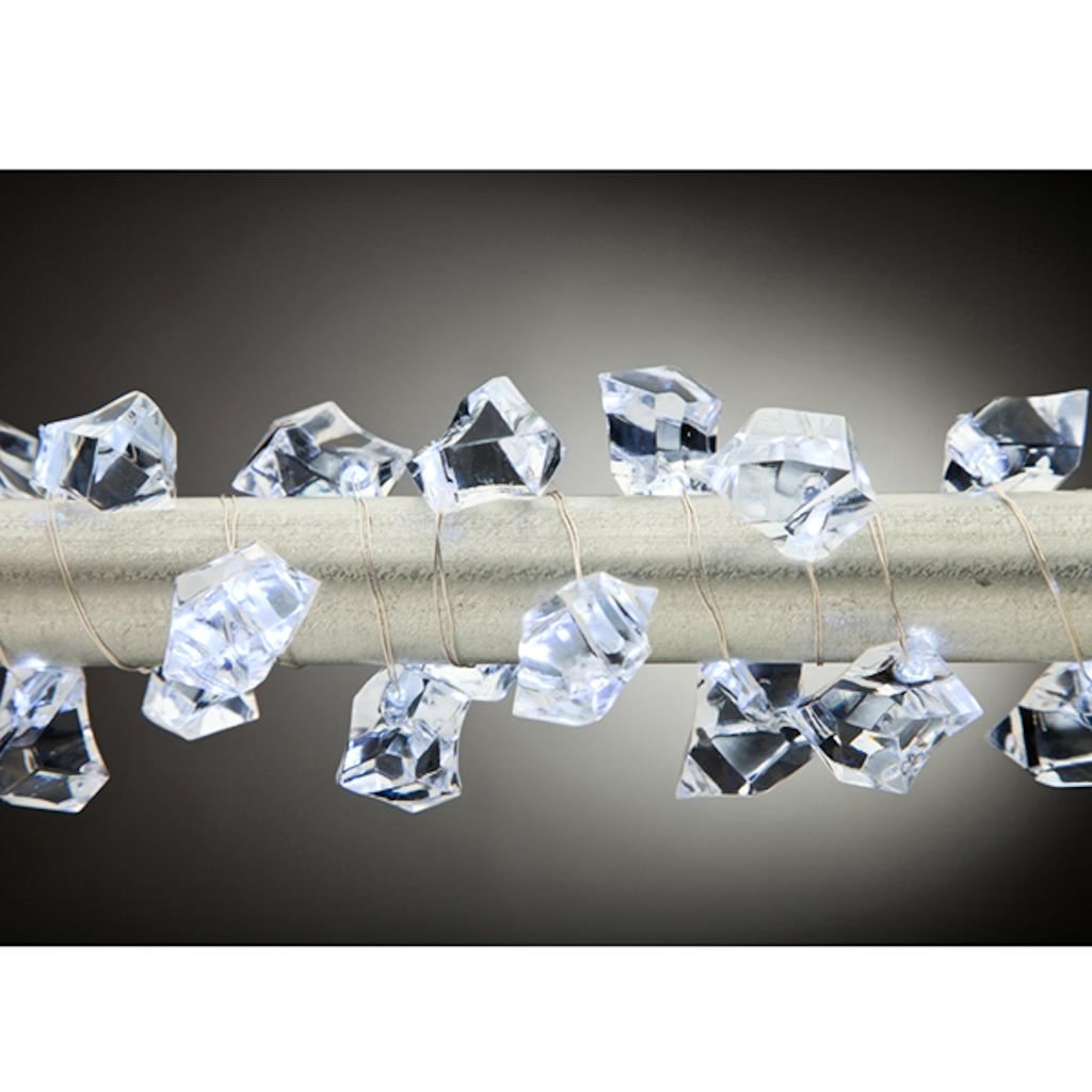 3.3' 20 Light Silver Wire Cool White Clear Acrylic Gems Battery Operated Micro LED String 1