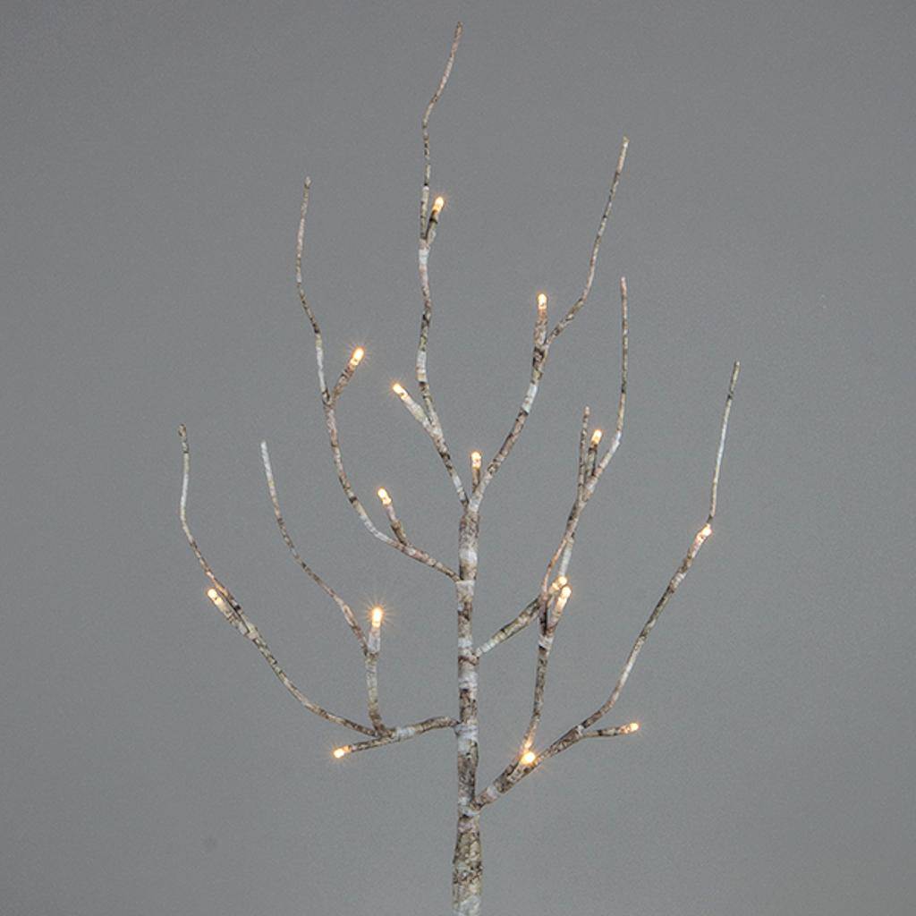 27" Artificial Birch Wrapped Battery Operated LED Lighted Branch with Timer (15 Warm White Lights) (Convertible to Electric with Adapter) 1
