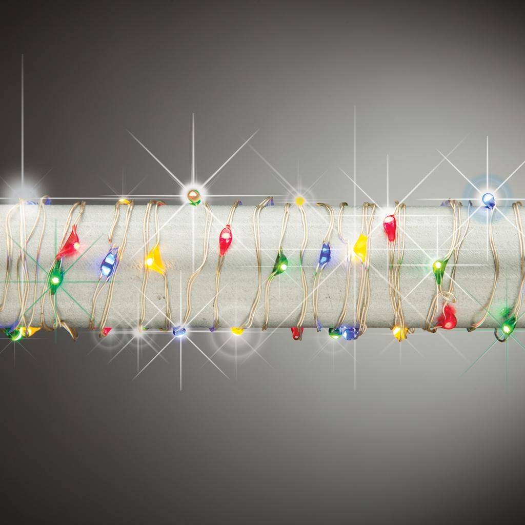 30 Light 5' Silver Wire Multi-Color Battery Operated LED Micro Miniature String with Timer 1