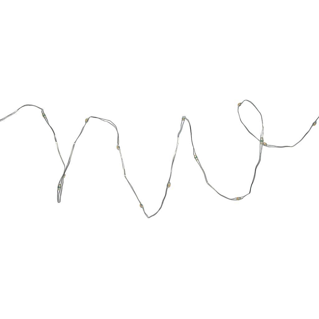 30 Light 5' Silver Wire Warm White Battery Operated LED Micro Miniature String with Timer 1