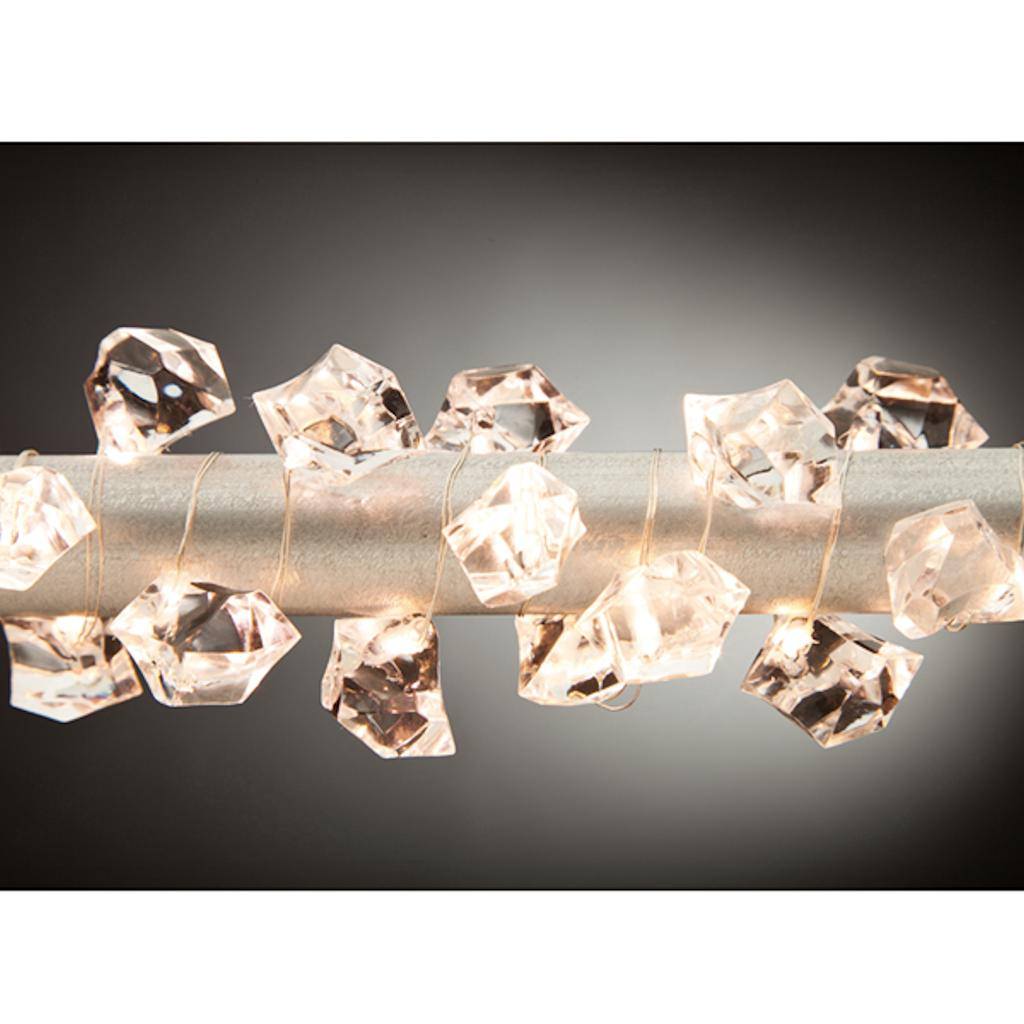 10' 30 Light Silver Wire Clear Acrylic Gems Battery Operated Micro LED String 1