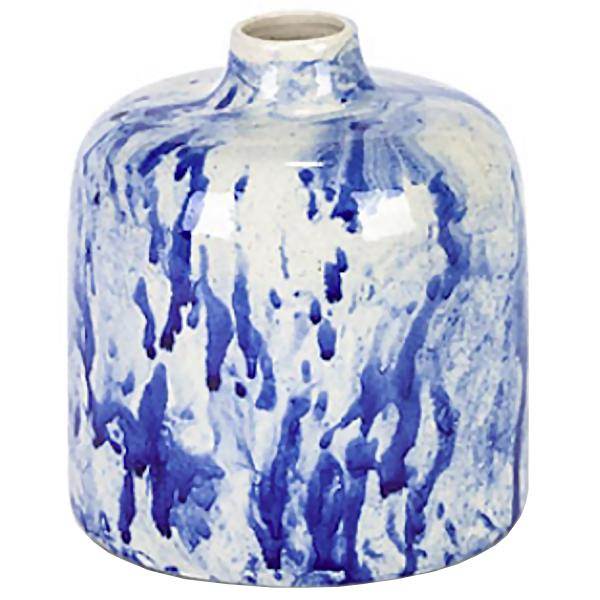 Blue Splatter Pattern Stoneware Vase 1