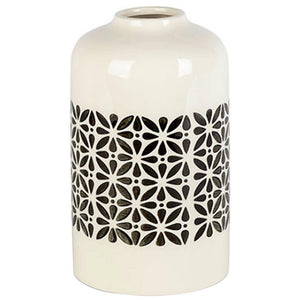 8.7" Ivory and Black Stoneware Vase 1