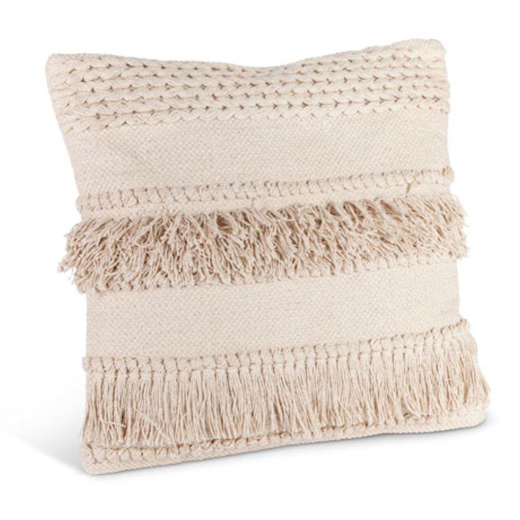 18" Ivory Woven Cotton Pillow 1