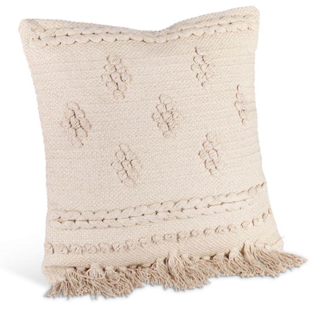 18" Ivory Woven Cotton Pillow 1