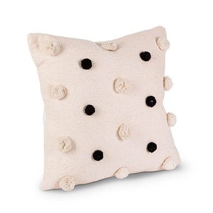 18" Ivory and Black Woven Cotton Pillow 1