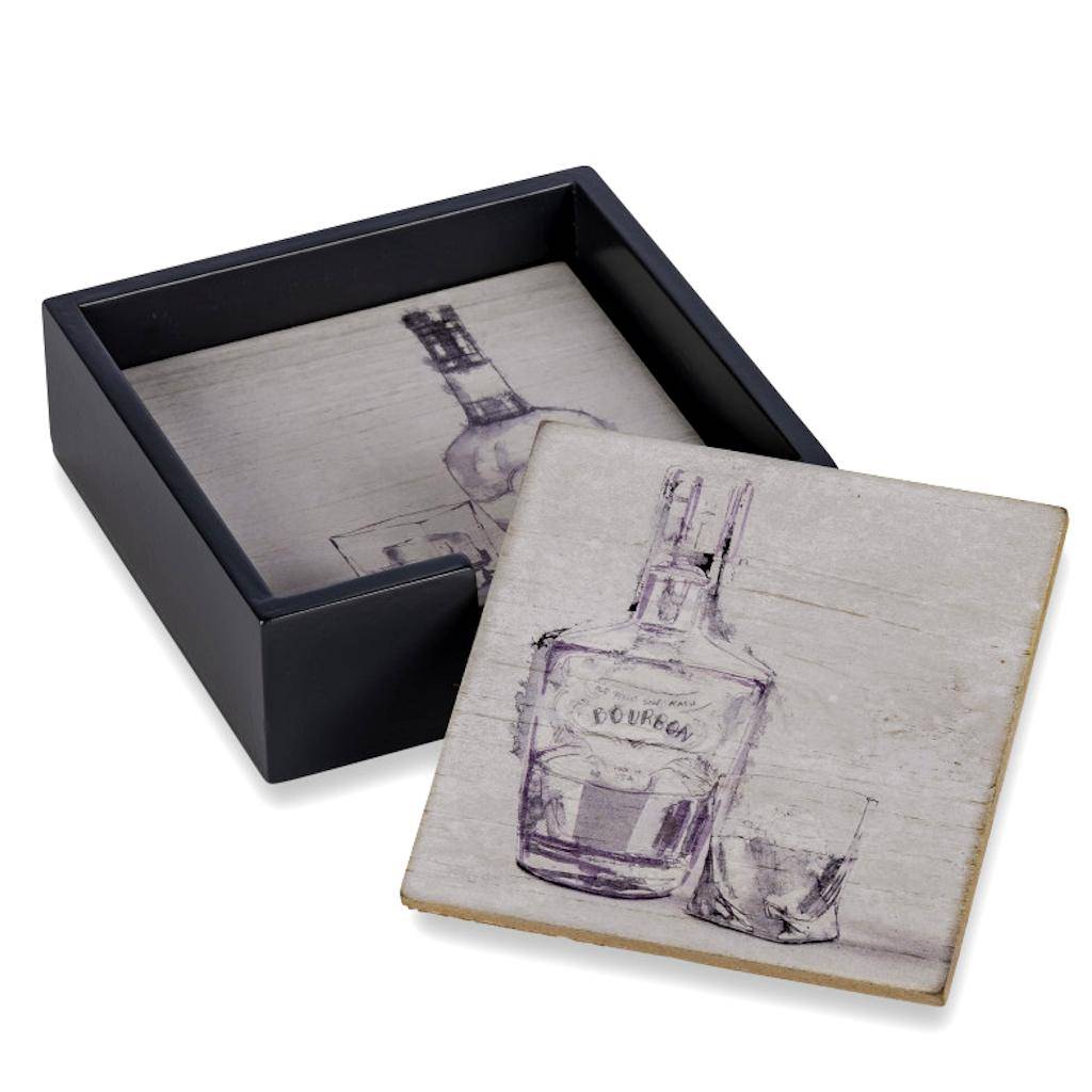 Beverage Design Black Storage Box Coasters (Set of 5) 1