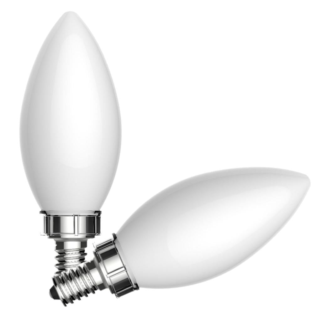 5 watt 120 volt B Style Candelabra Screw Base 2700K Warm White Frosted Dimmable LED 1