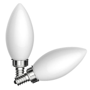 5 watt 120 volt B Style Candelabra Screw Base 2700K Warm White Frosted Dimmable LED 1