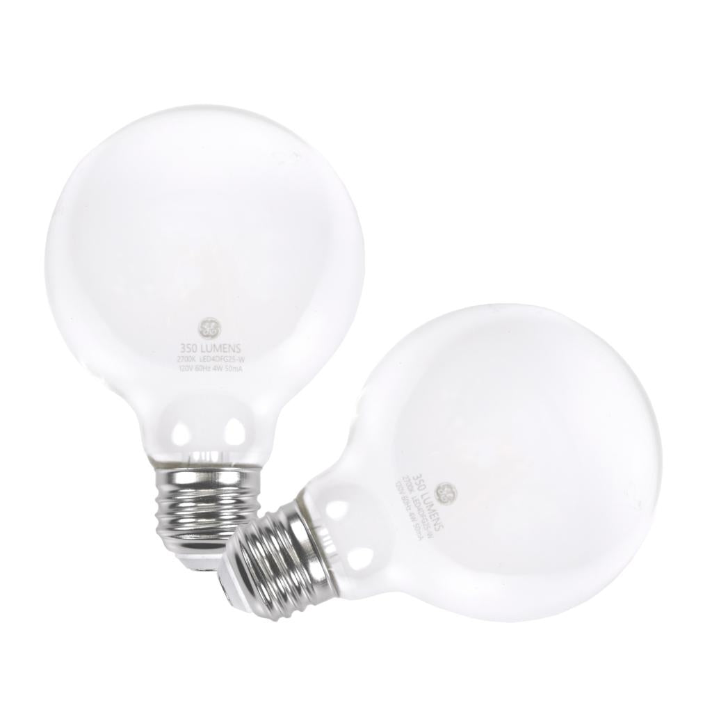 4 watt 120 volt G25 Medium Screw Base 2700K Warm White Glass Dimmable LED (2 Pack) 1