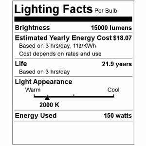 150 watt B17 Medium Screw Base 2000K Warm White Coated Sodium 2