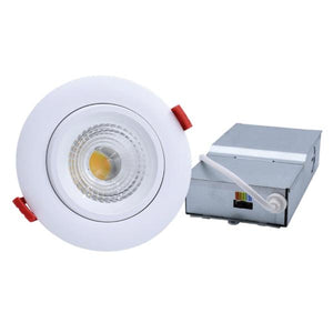 4.9" 11 watt 120 volt 3000K Adjustable Gimbal White Finish LED Recessed Downlight 3