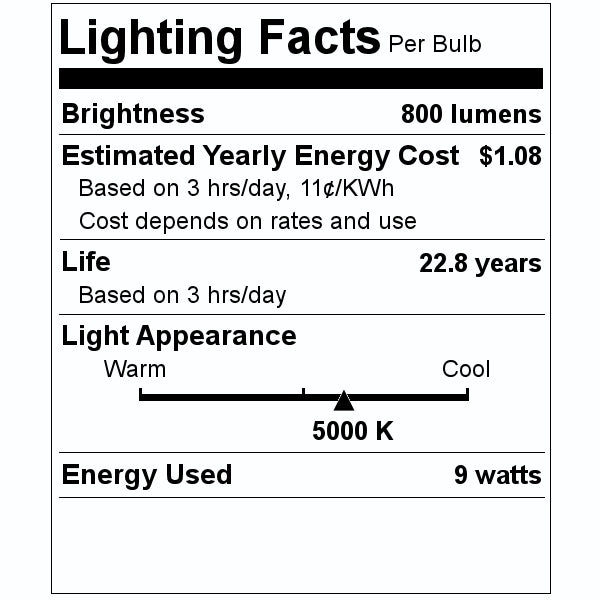 9 watt 120/277 volt A19 Medium Screw Base CCT Selectable LED Light Bulb 2