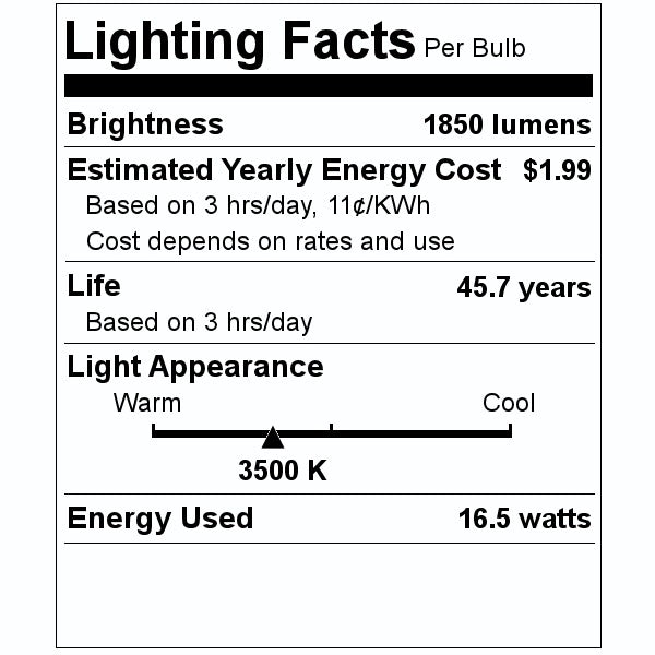16.5 watt 120/277 volt PL 2/4-Pin Base 3500K Neutral White Non-Dimmable LED 2