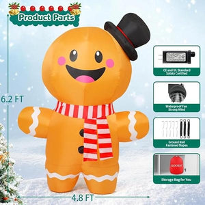 6.2' Gingerbread Man - Christmas Inflatable Lawn Decoration 3