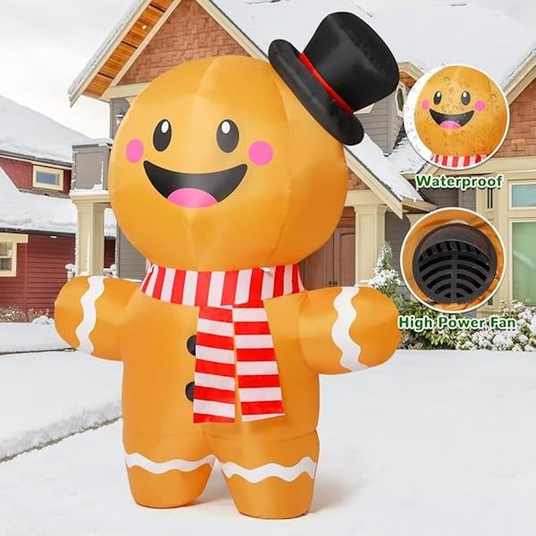 6.2' Gingerbread Man - Christmas Inflatable Lawn Decoration 4